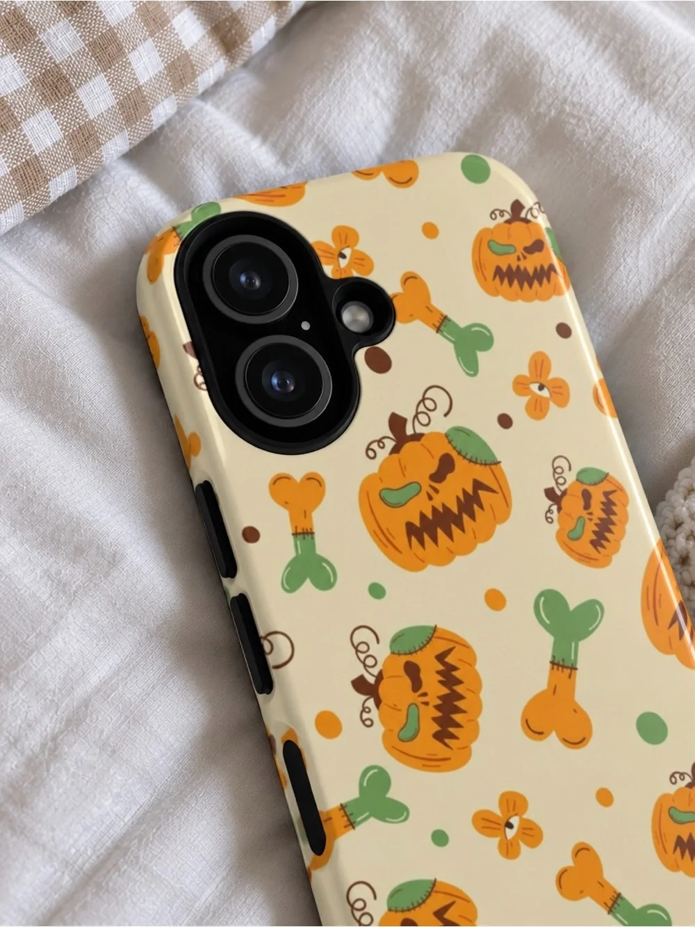 Halloween Pumpkin Bone Pattern Tough Phone Case